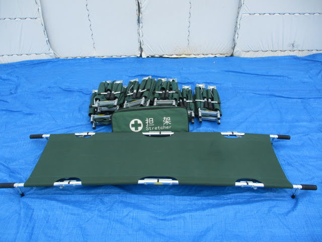 ◆担架 約10点セット◆約215×53×H14㎝ 1点約5.4kg 折りたたみ式 軽量 たんか タンカ ストレッチャー 防災 救助 現状渡し♪H-20705