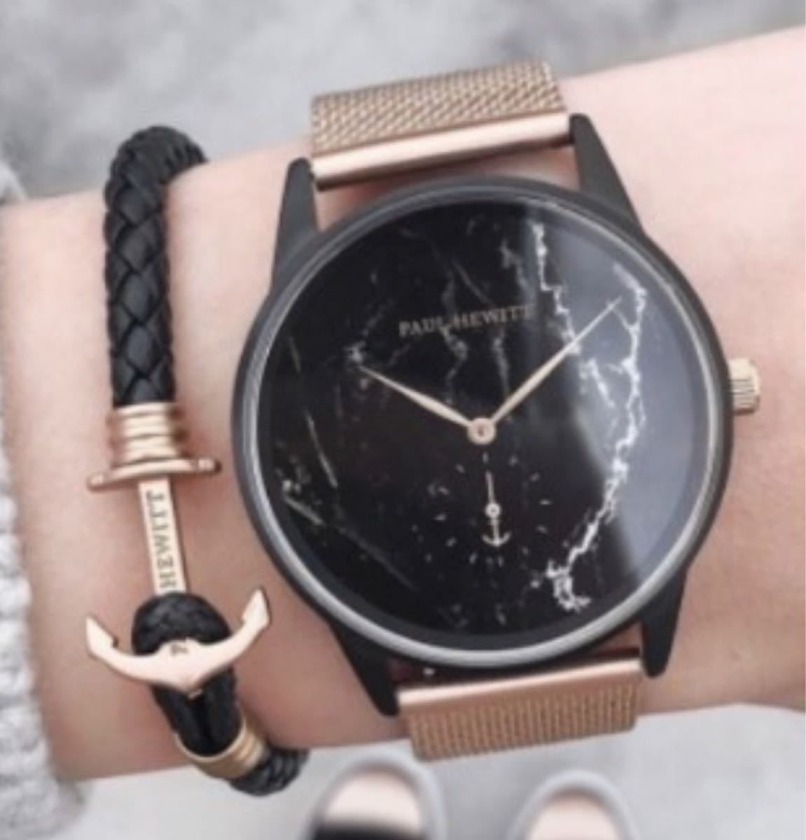 Paul Hewitt クウォーツ腕時計 クロノグラフ ブラックマーブル signature line ブレスレットセット