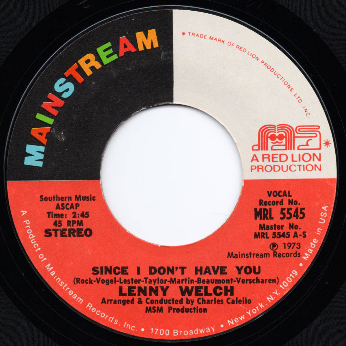 [7] '73米Orig / Lenny Welch / Since I Don't Have You / Mainstream Records / MRL 5545 / Soulの画像1