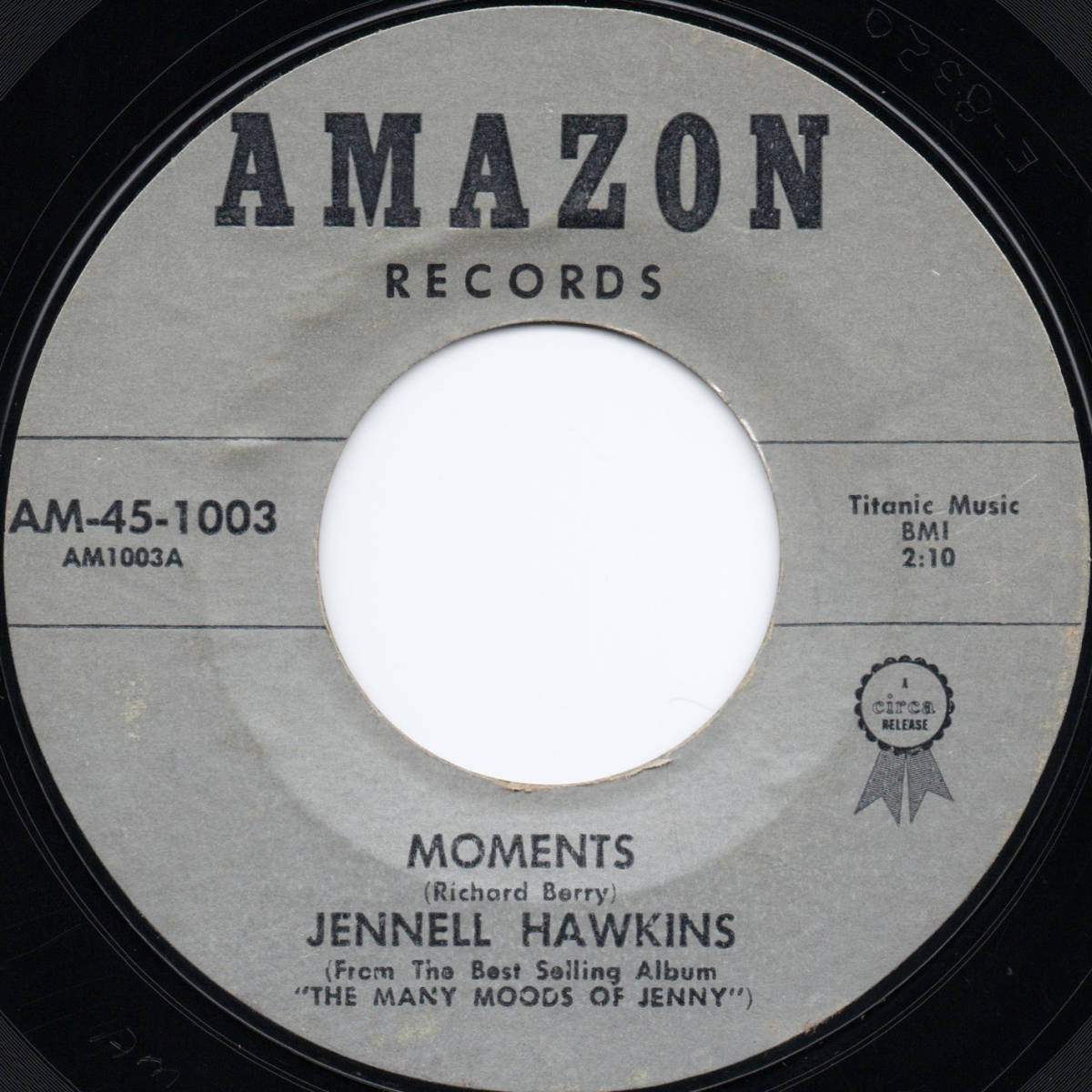 [7] '62米Orig / Jennell Hawkins / Moments / Amazon Records Inc. / AM-45-1003 / Rhythm & Blues_画像1
