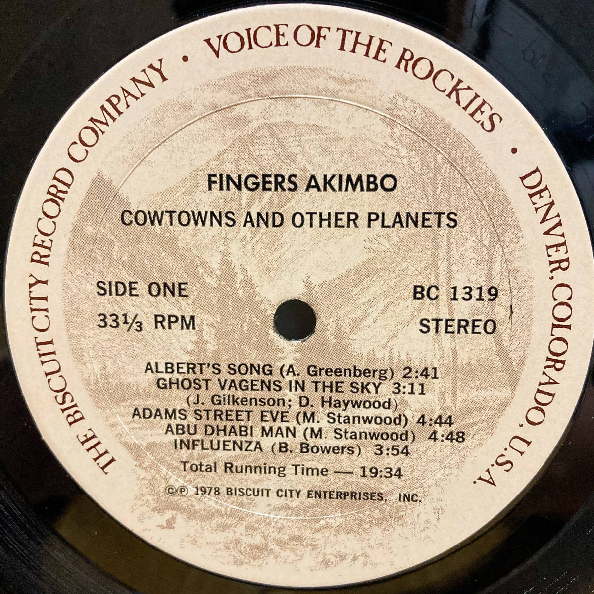 [LP] '78米Orig / Michael Stanwood / Bruce Bowers / Fingers Akimbo (Cowtowns & Other Planets) / Biscuit City Records / BC 1319_画像3