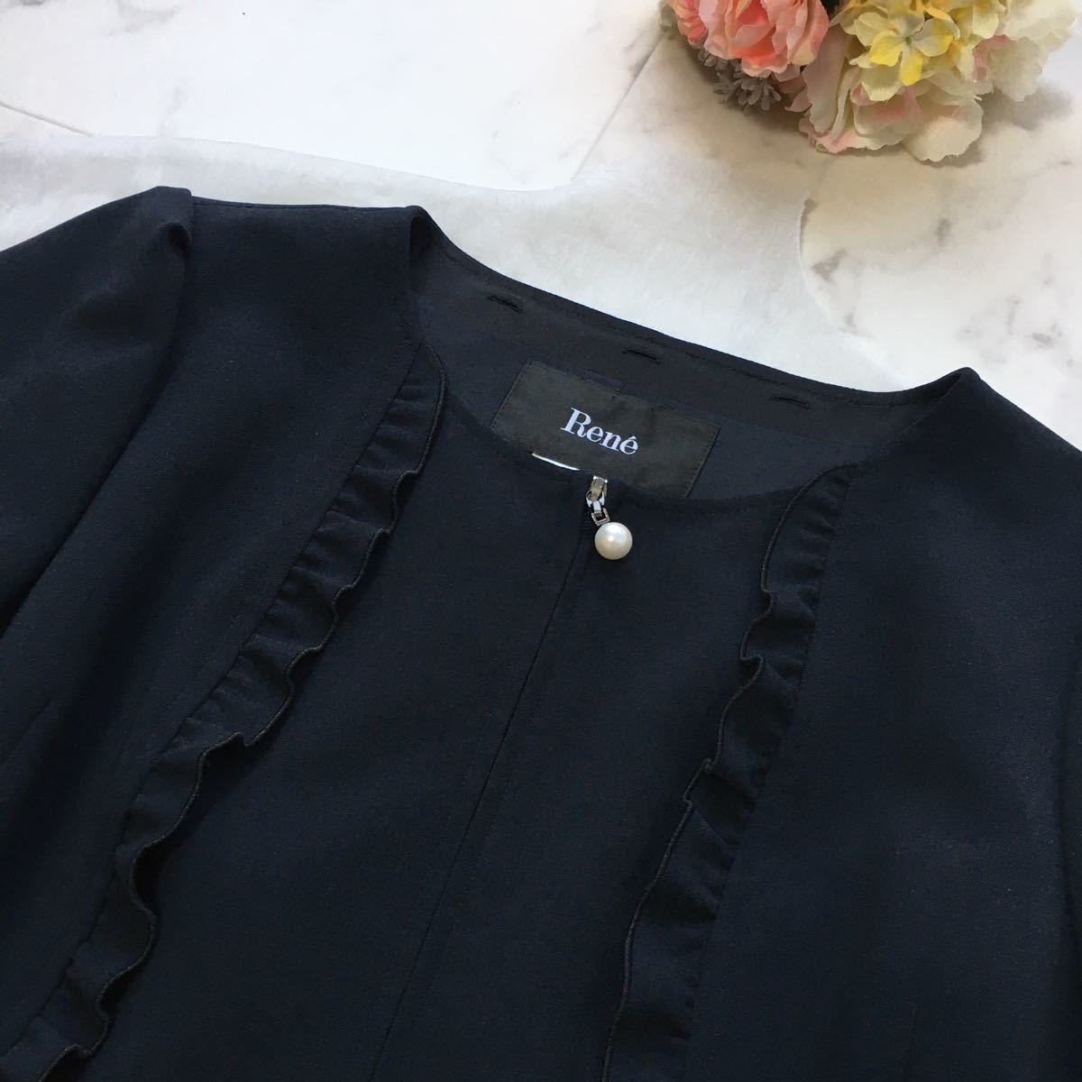 新品同様 2022年 Rene ルネ 白襟 パール ドレス ワンピース 送料無料