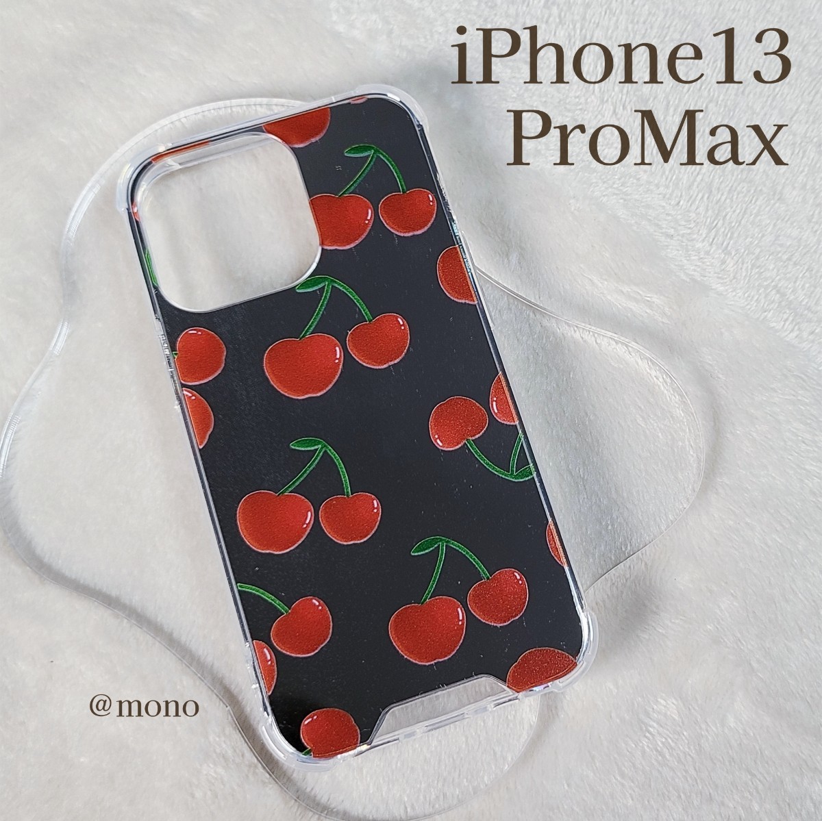 【iPhone13ProMax】チェリーパターン   さくらんぼ柄 韓国っぽ  iPhoneケース スマホケース