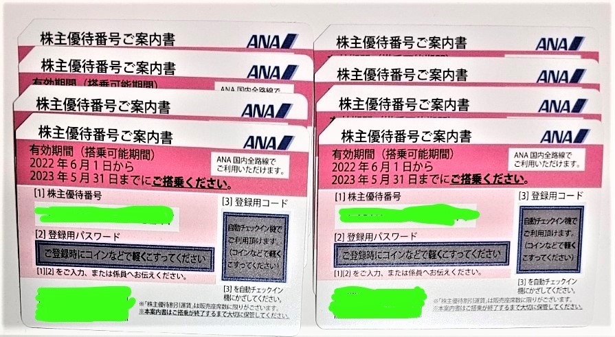 ANA 株主優待券８枚セット ：送料無料
