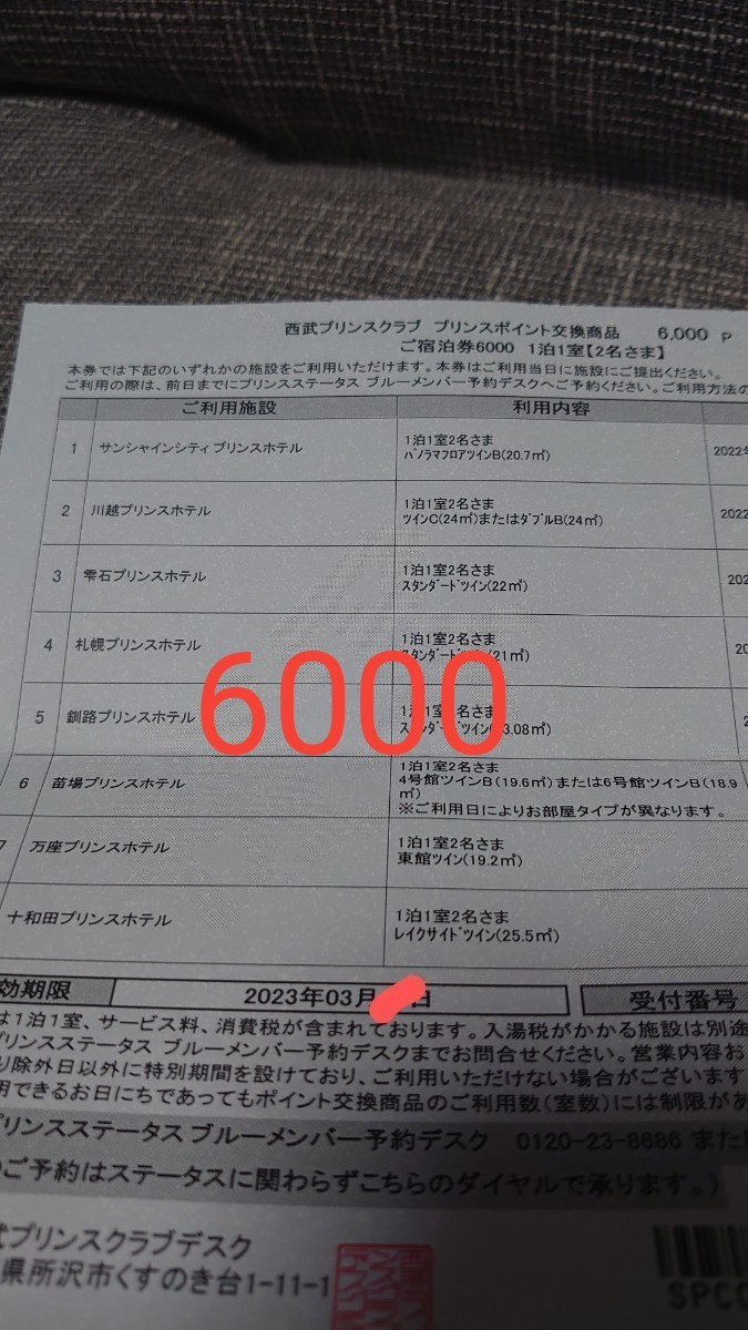 プリンスポイント プリンスホテル 宿泊券 6000ポイント www.pa