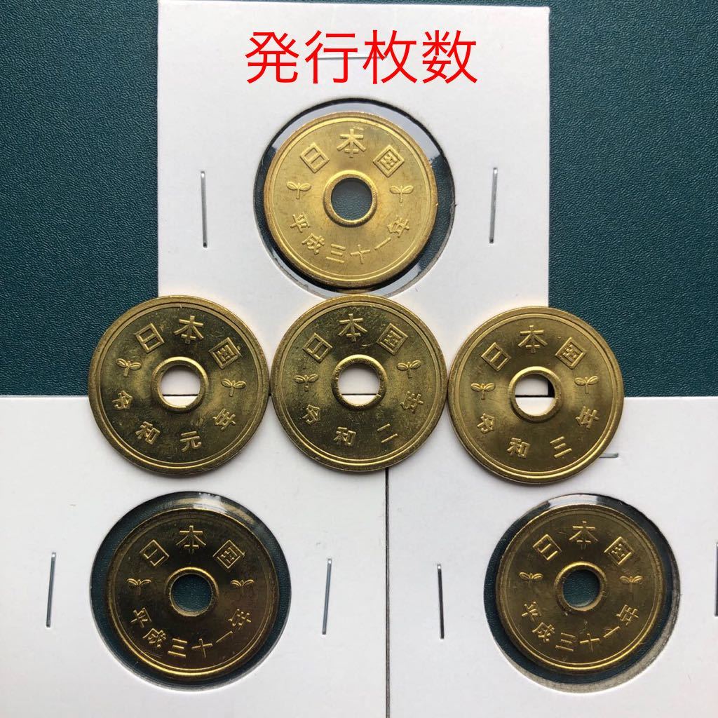 5円黄銅貨令和元年 2019年 未使用