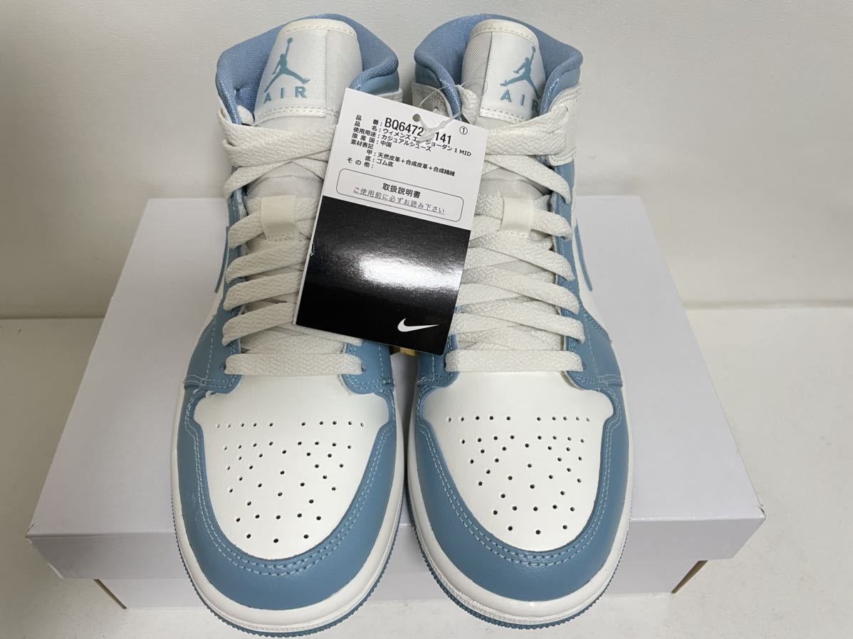 [ free shipping ][ new goods ]wi men's 27.5.NIKE WMNS AIR JORDAN 1 MID Nike wi men's air Jordan 1 mid white / blue UNC