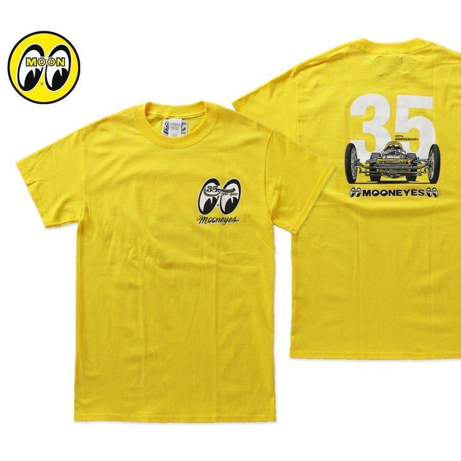 送料込み Mサイズ MOONEYES 35th Anniv. Limited 35周年 Tシャツ ムーンアイズ イエロー 記念 黄色 限定