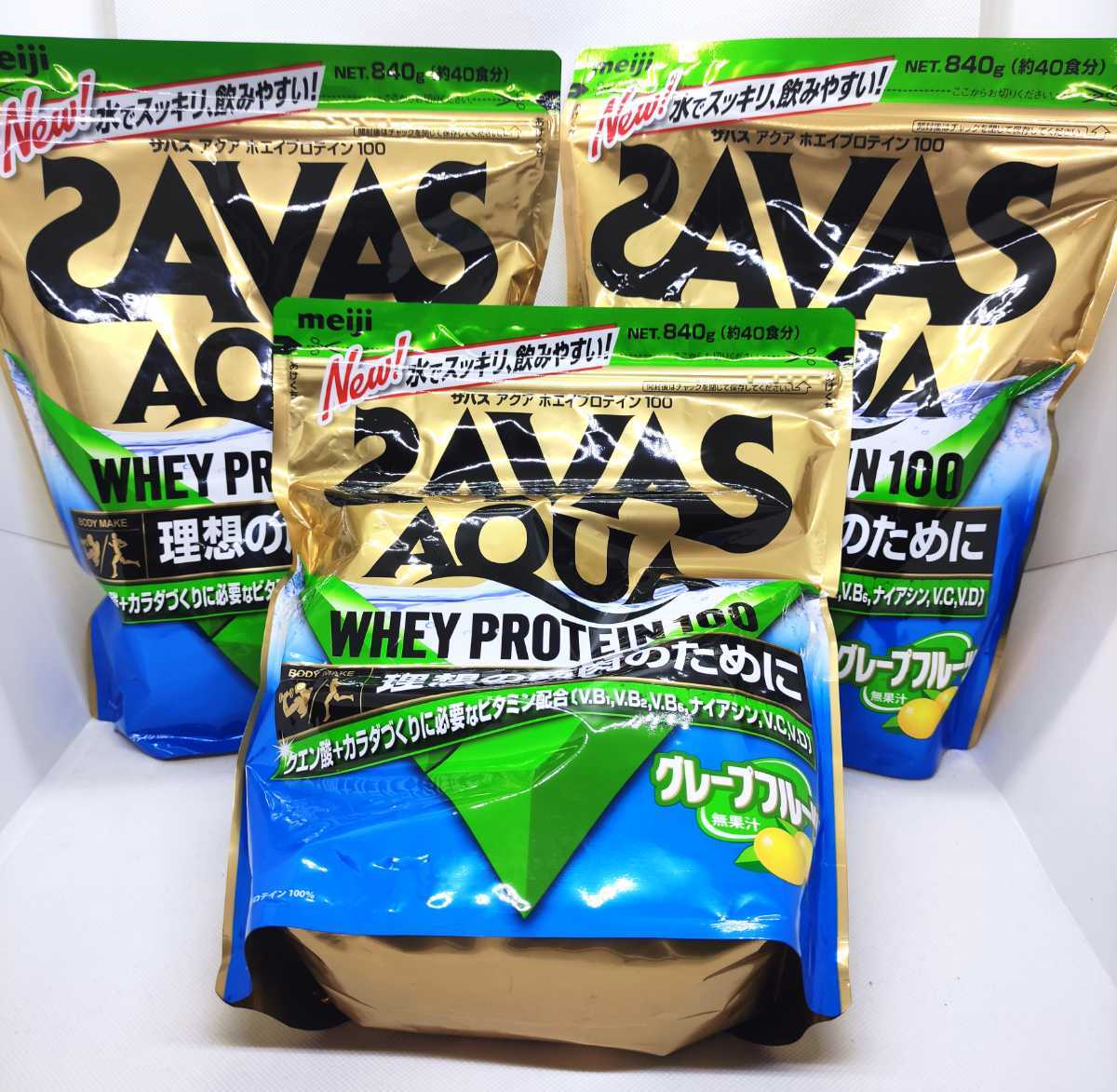 ザバス(SAVAS) アクアホエイプロテイン100+クエン酸 グレープフルーツ風味【40食分】 840g3個セット