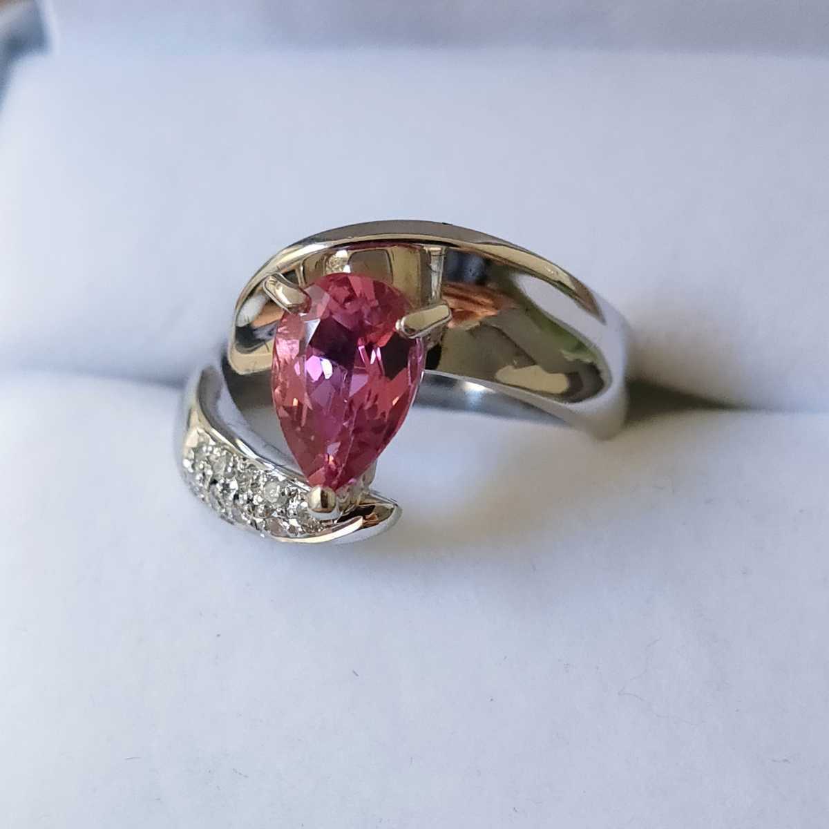 ダイヤモンド×ピンクトルマリン リング Pt900 1.325ct 0.09ct 10.0g