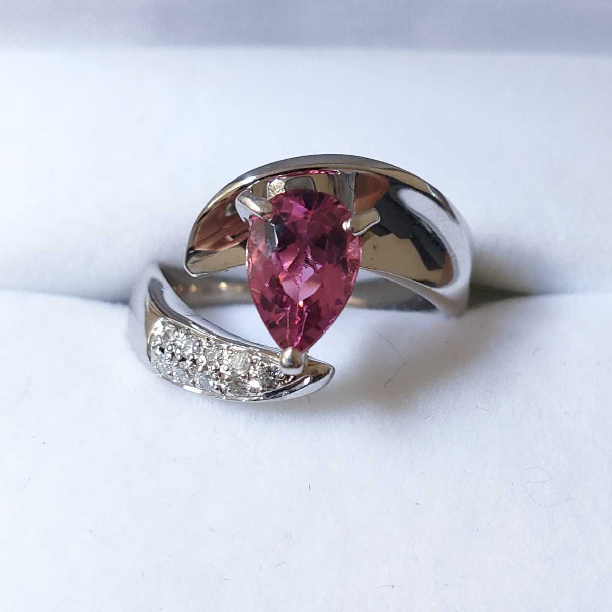 ダイヤモンド×ピンクトルマリン リング Pt900 1.325ct 0.09ct 10.0g