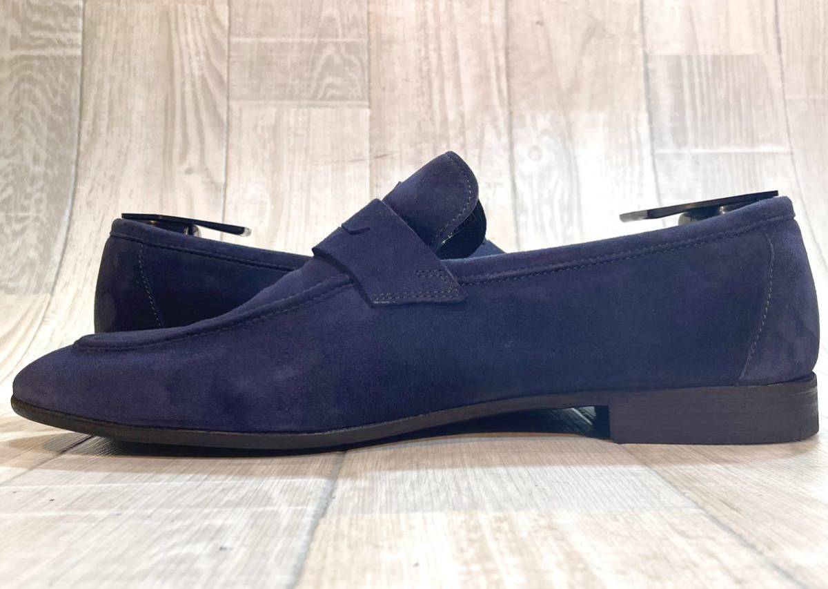 Berluti Berluti *27.5cm 9.5*U chip монета Loafer кожа обувь натуральная кожа обувь бизнес обувь платье обувь замша Italy производства темно-синий мужской 