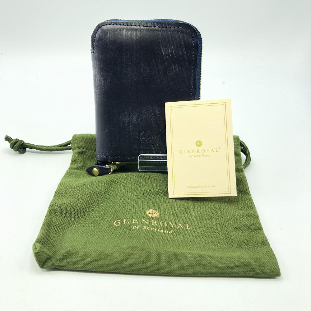 中古】GLENROYAL 二つ折り財布 BLUEROYAL グレンロイヤル ダークブルー