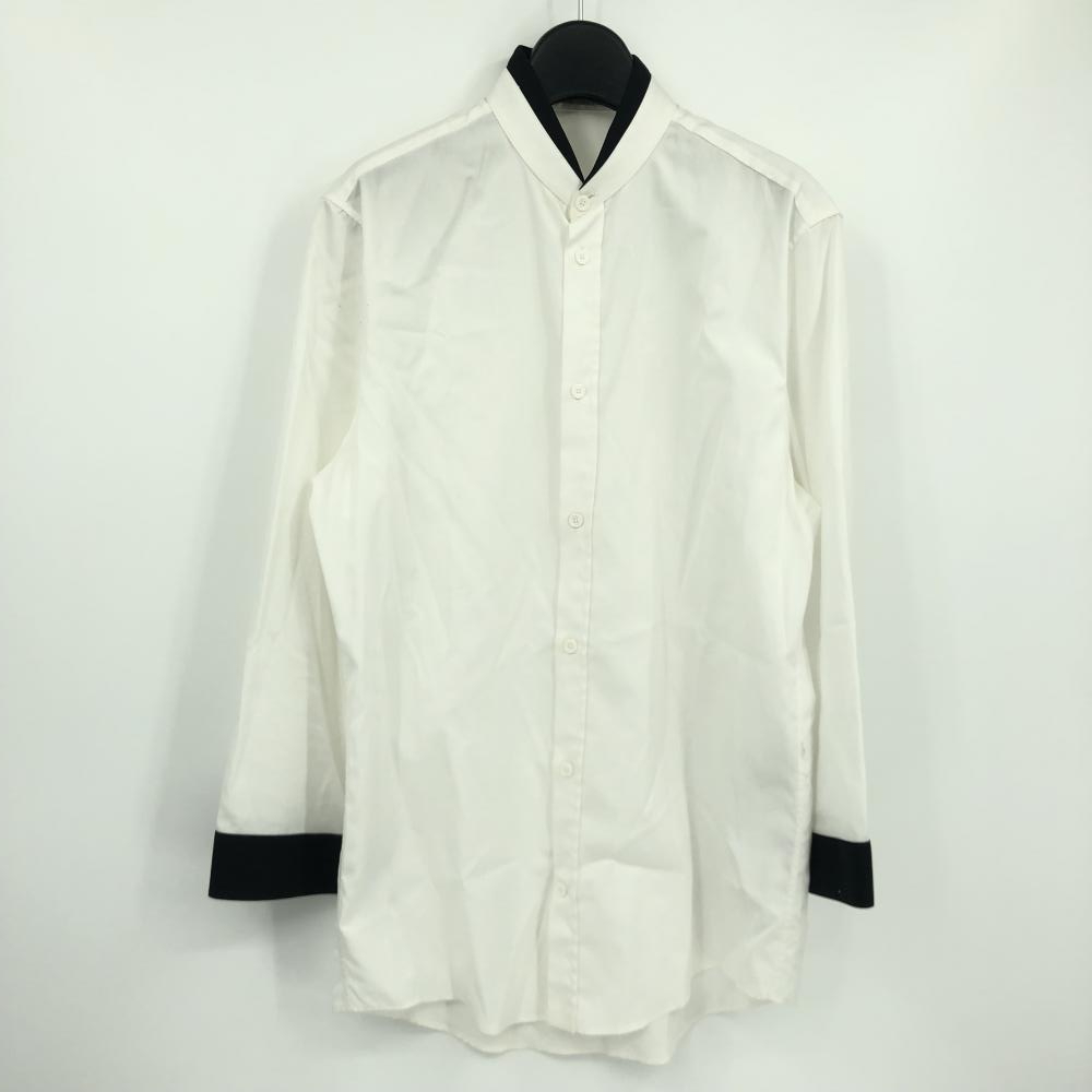 【中古】BALENCIAGA ドレスシャツ メンズ 長袖トップス ホワイト/ブラック サイズ39 イタリア製 バレンシアガ_画像1