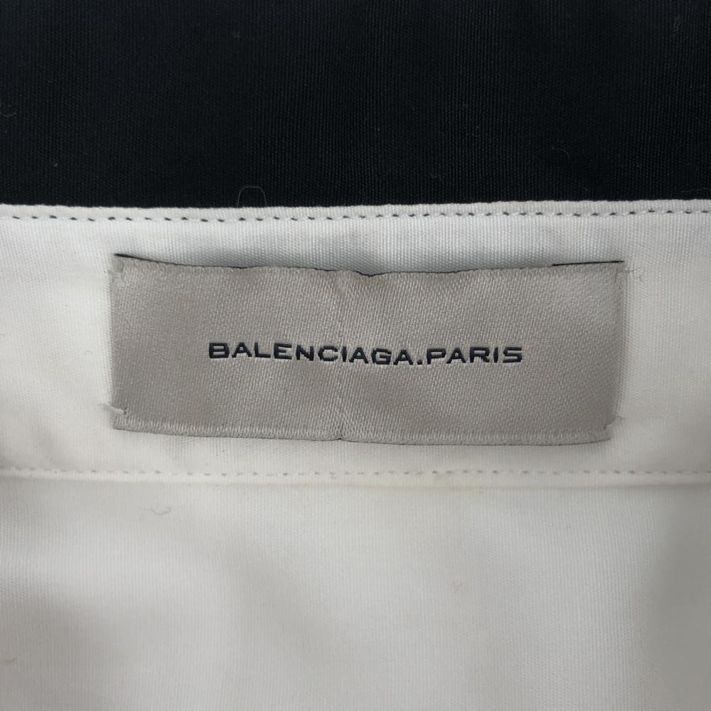 【中古】BALENCIAGA ドレスシャツ メンズ 長袖トップス ホワイト/ブラック サイズ39 イタリア製 バレンシアガ_画像3