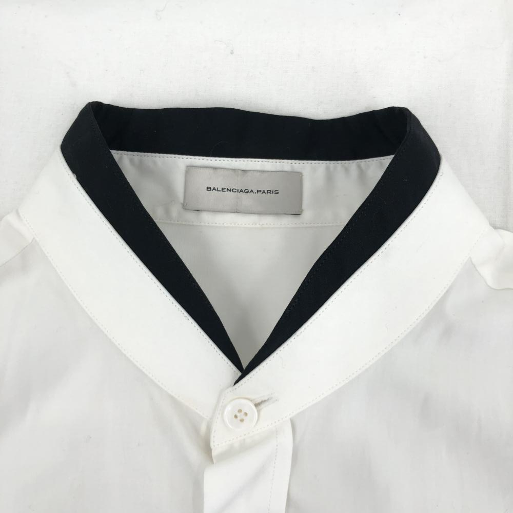 【中古】BALENCIAGA ドレスシャツ メンズ 長袖トップス ホワイト/ブラック サイズ39 イタリア製 バレンシアガ_画像5