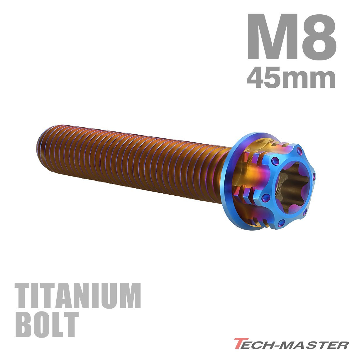 M8×45mm P1.25 64 titanium alloy Hexagon torx head cap bolt flange attaching roasting titanium color 1 piece JA1397