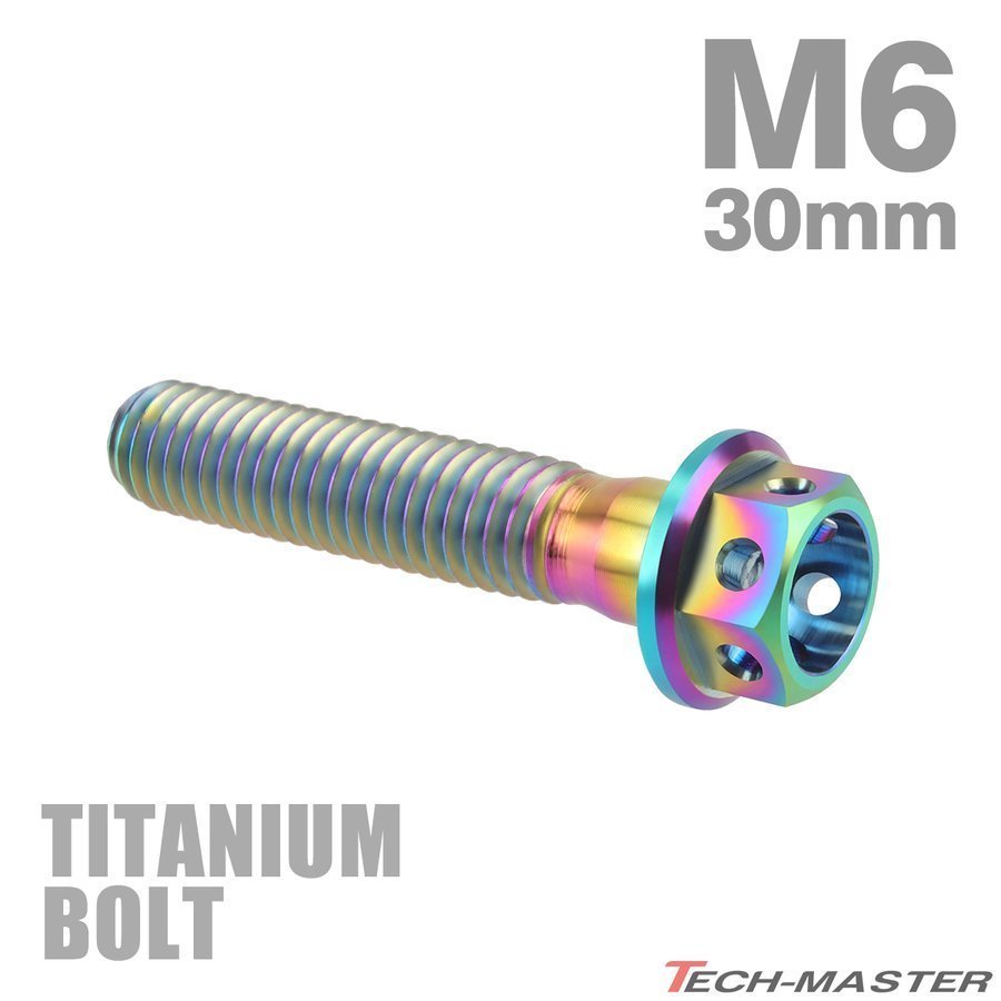 M6×30mm P1.0 64チタン合金 ホールヘッド 六角ボルト フランジ付き 焼きチタンカラー ライトカラー 車/バイク 1個 JA788_画像1