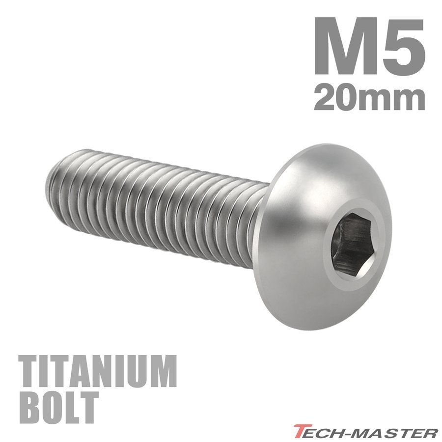 M5×20mm P0.8 64チタン合金 トラスヘッド 六角穴付き ボタンボルト シルバーカラー 車/バイク/自転車 1個 JA897_画像1