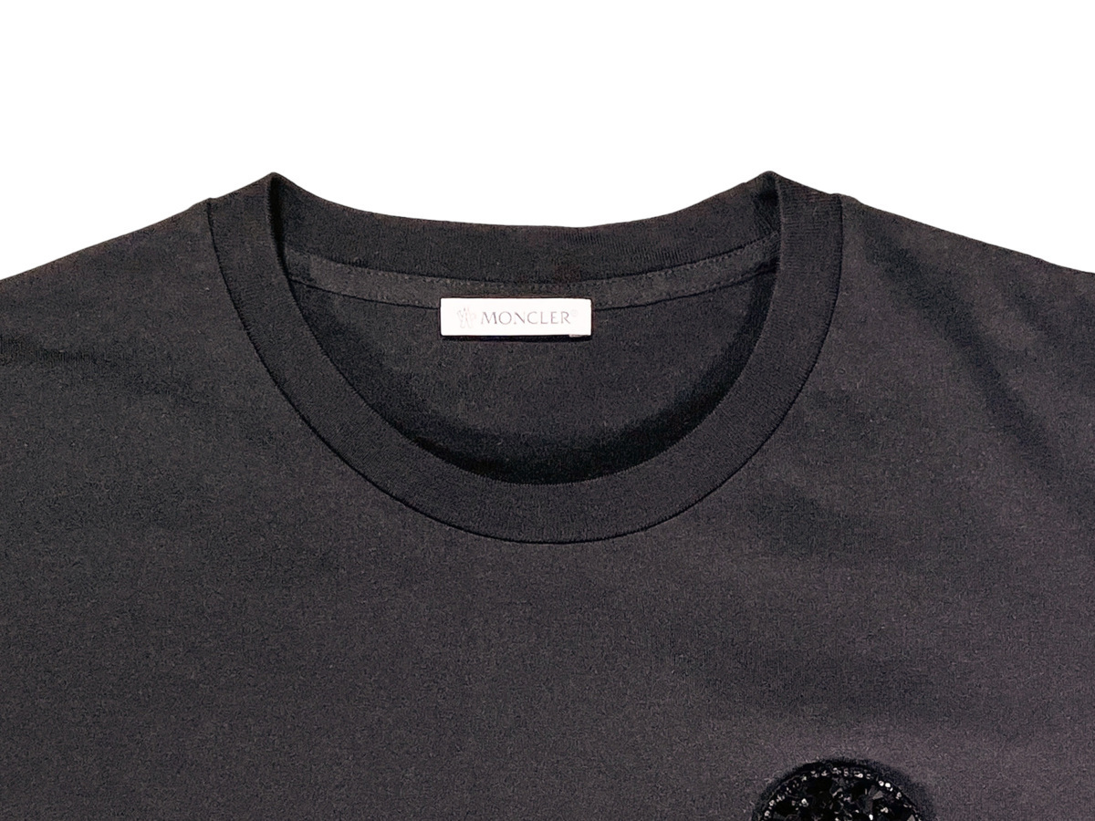 I455(M).. MONCLER モンクレール Tシャツ レディース ビジューロゴ 新品 ★ 999 ブラック_画像5