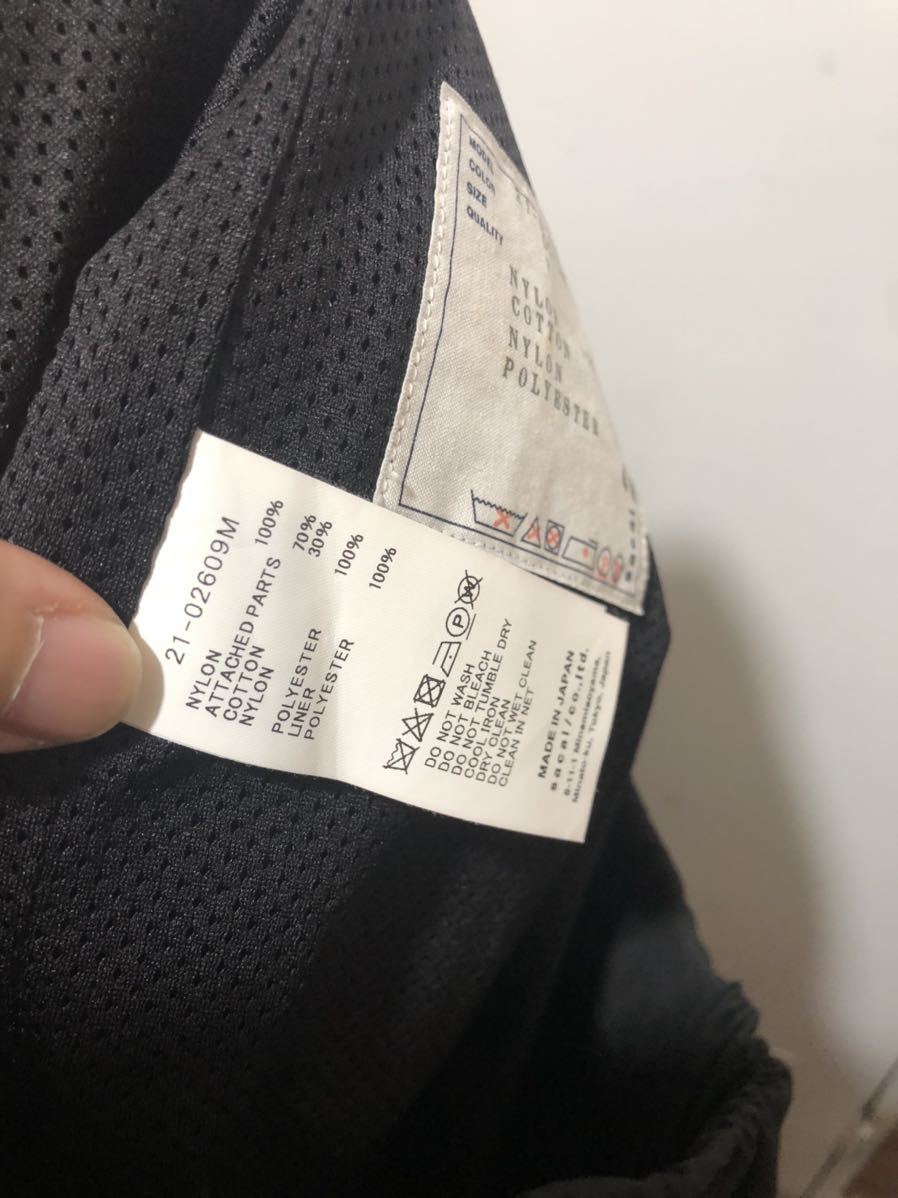 21SS sacai サカイ 素材切替ハーフパンツ 21-02609M サイズ1 ブラック