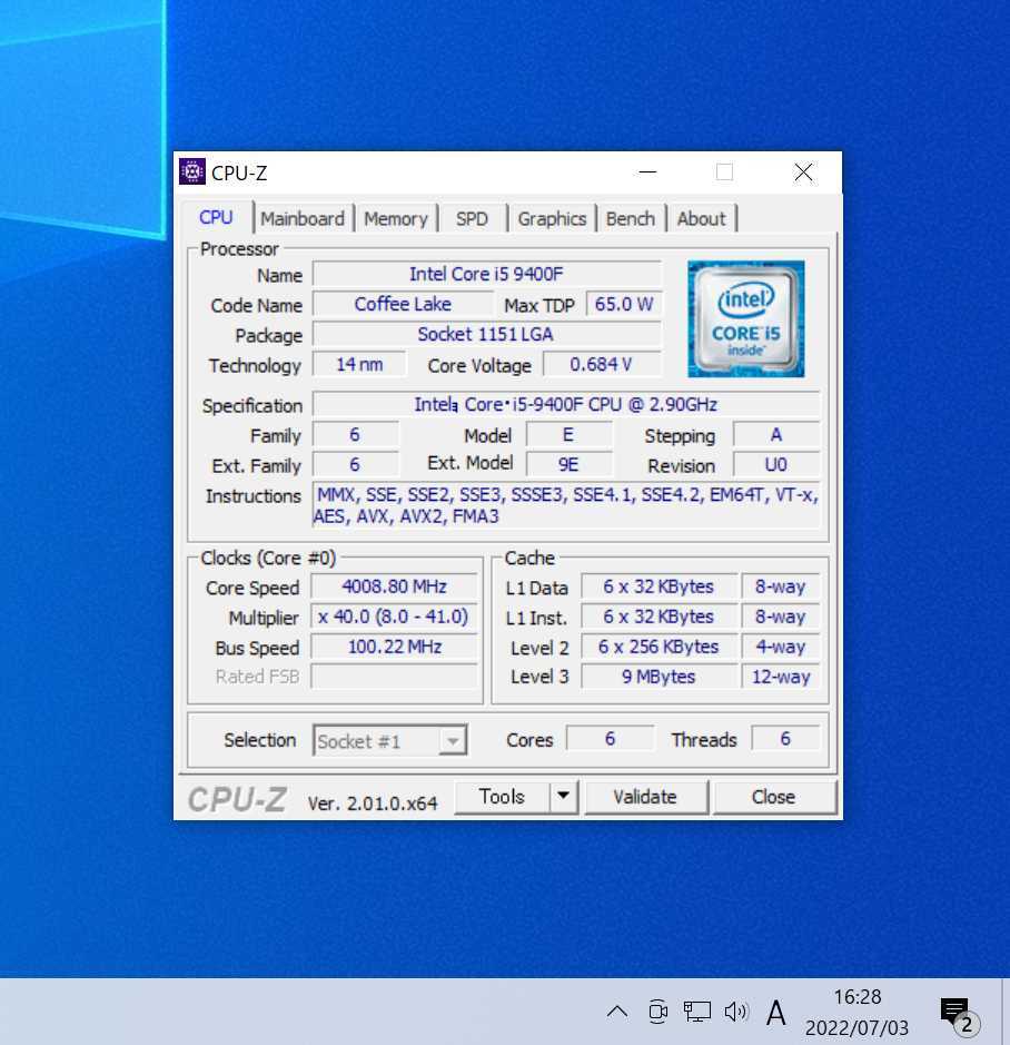 CPU Intel Core i5 9400F 2.9GHz PCパーツ インテル 動作確認済み