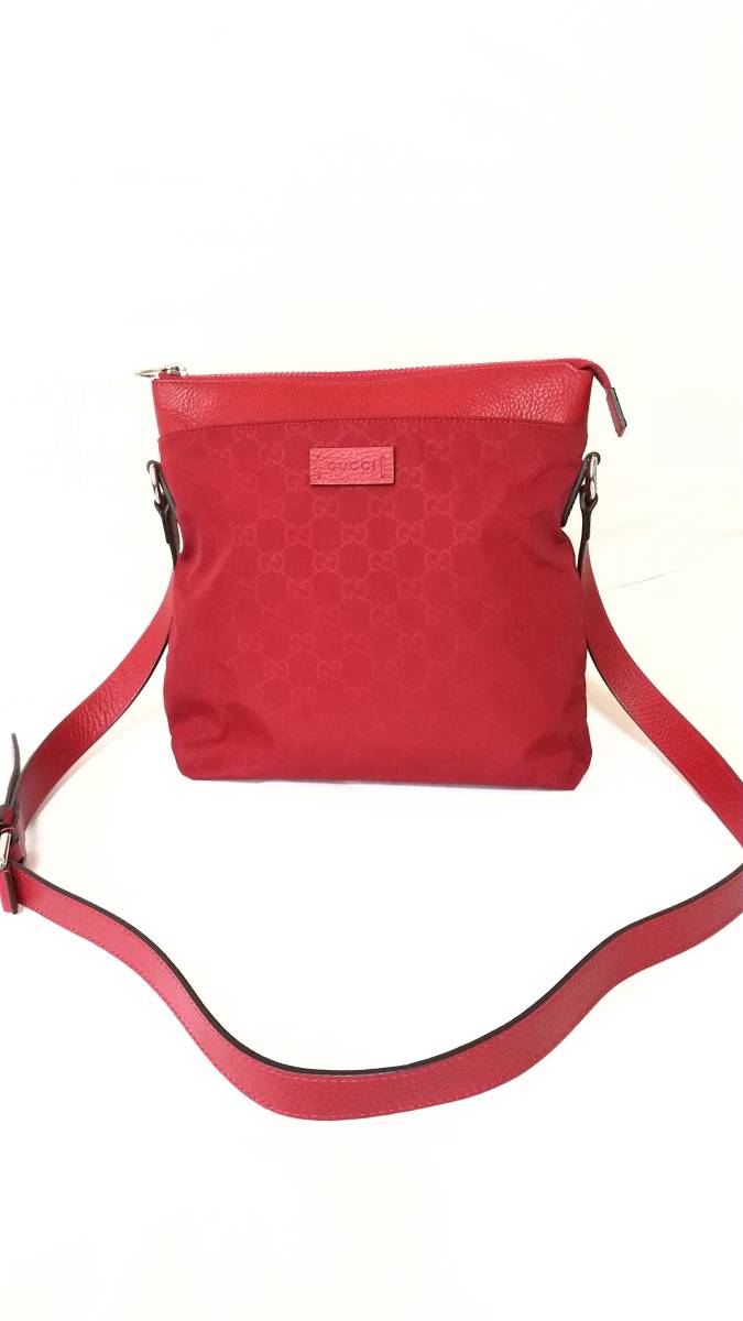 超美品」GUCCI(グッチ)GGナイロンレザー斜め掛けショルダーバッグ