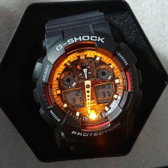 カシオ 新品 ジーショック メンズ 腕時計 CASIO G-SHOCK Gショック 未使用品 GA-100-1A4DR ブラック×レッド 逆輸入品_画像2