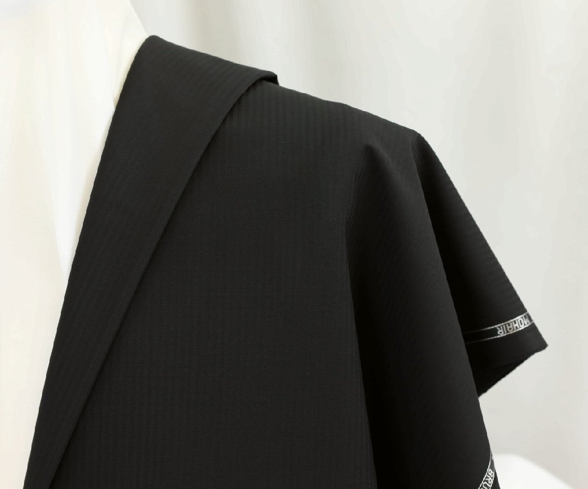 ●レア物イタリア製・スキャバル社の生地・オシャレ過ぎる黒の織柄・極上スーパー100＆キッドモヘア・長さ3.3/3.1m