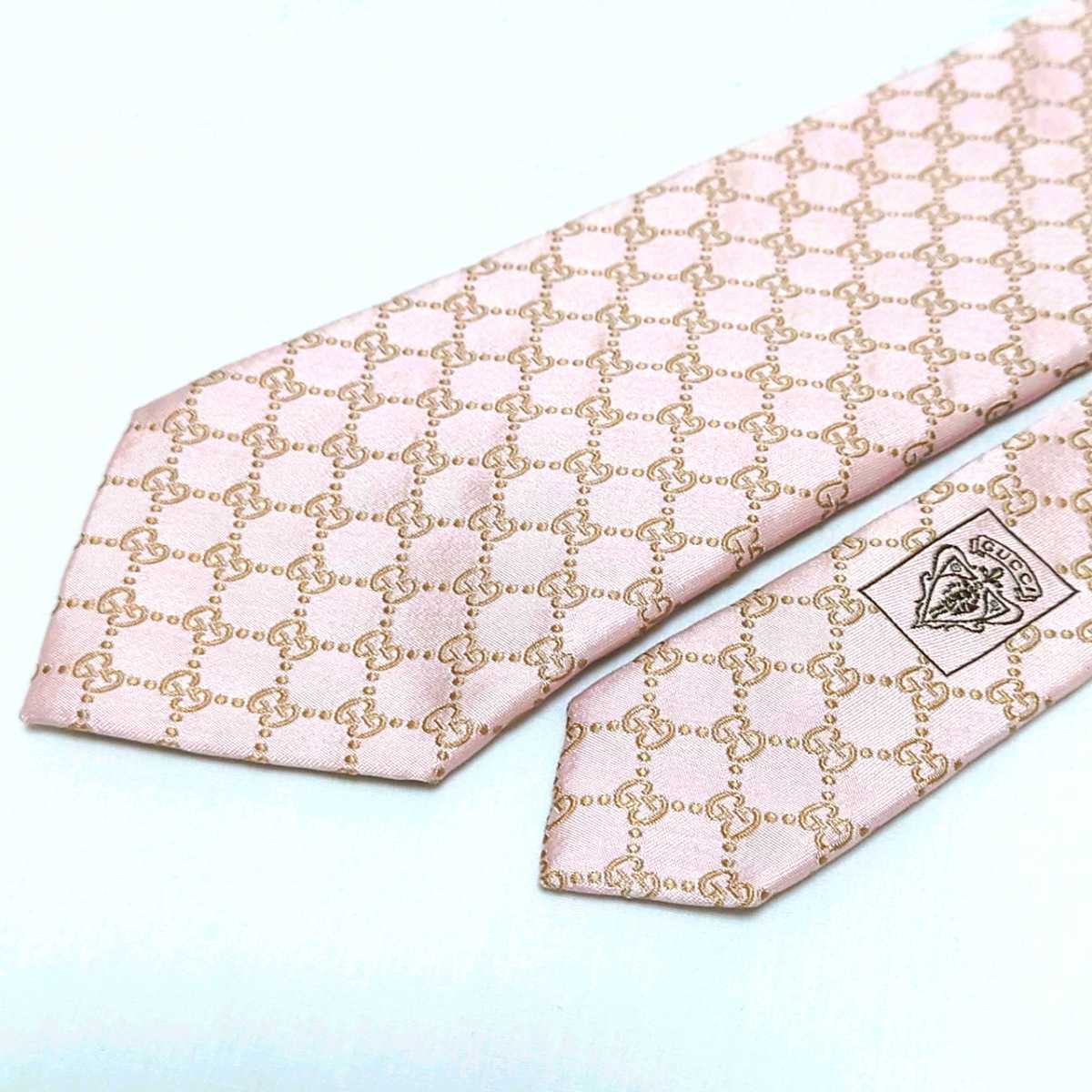 1円 スタート 【GUCCI】 グッチ ネクタイ イタリア製 シマ GG総柄