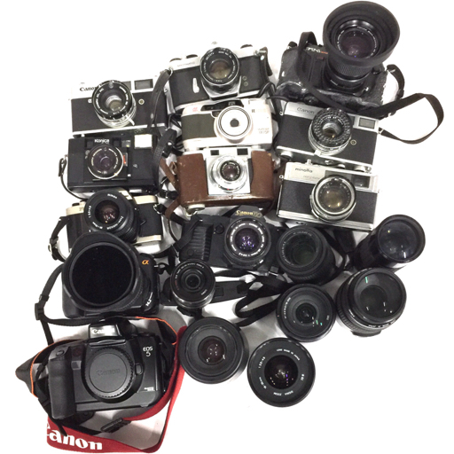 1円 SONY α350 DSLR-A350 Canon Canonet Nikon FM10 含む フィルム デジタル カメラ レンズ セット