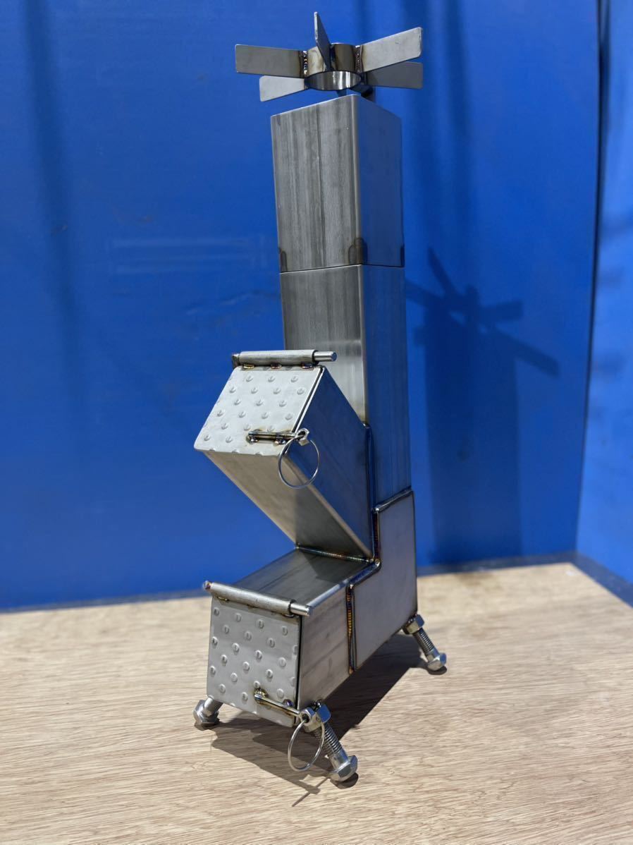 オールステンレス ロケットストーブ(五徳 延長パイプ付き オールステンレス ロケットストーブ(五徳 延長パイプ付き