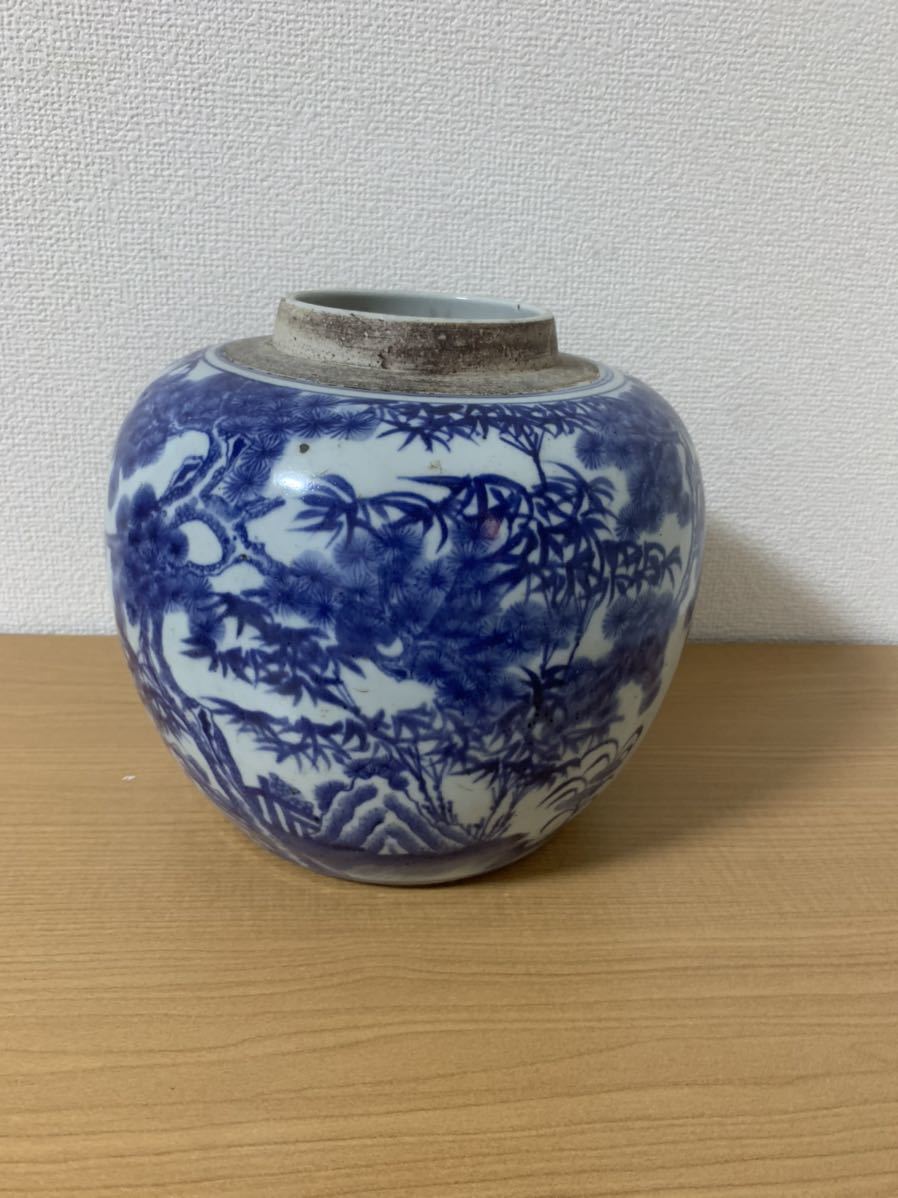 京14新渡染付壺 骨董品 中国美術品 古美術 清朝期 古玩 古伊万里 清