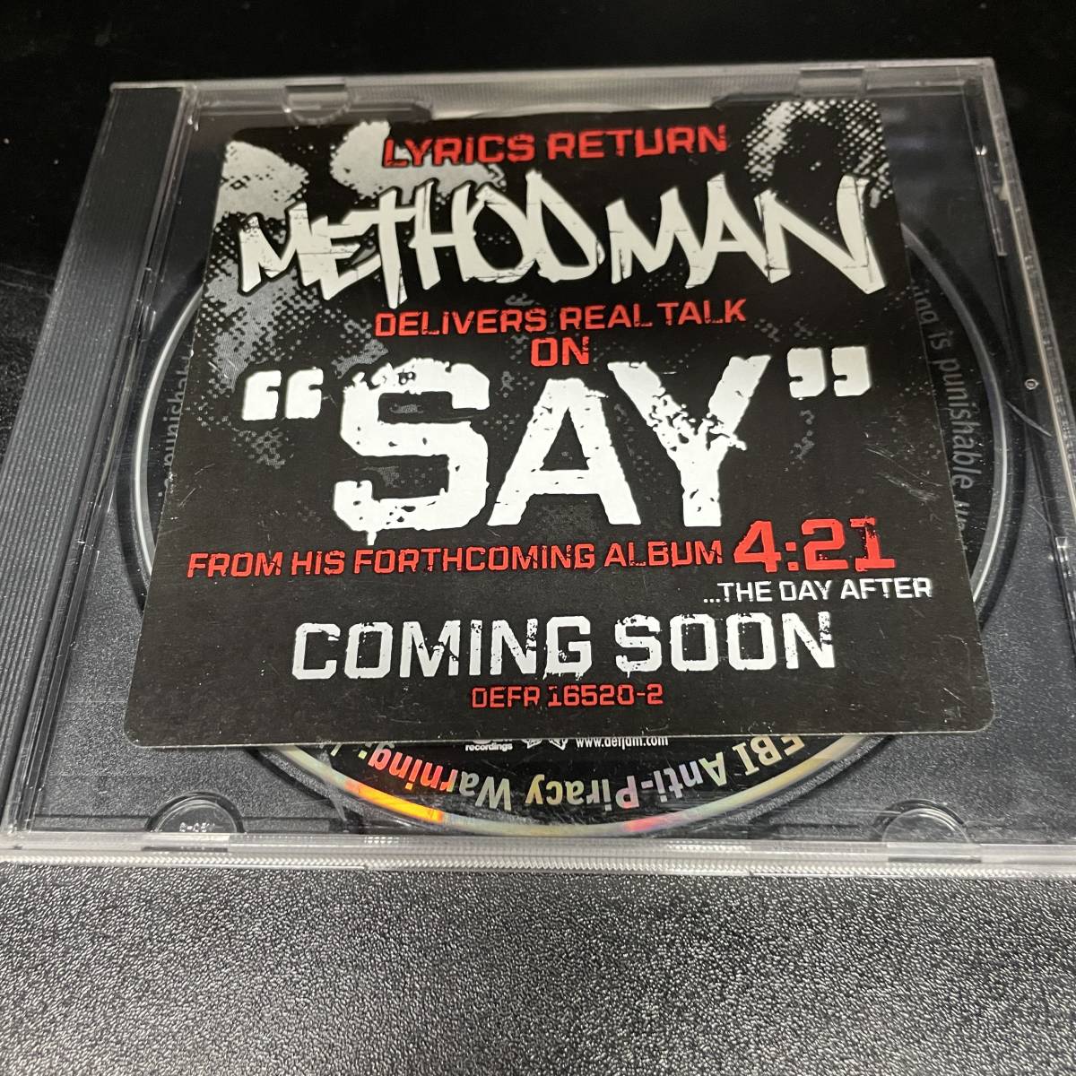 ● HIPHOP,R&B METHOD MAN - SAY シングル, DEF JAM, 4 SONGS, INST, 2006, RARE, PROMO CD 中古品_画像1