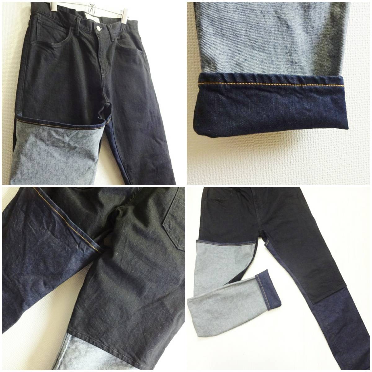 即決★ 送料無★ 良品★　JieDa　OW 2WAY SLIM DENIM PANTS　W80cm　ストレッチ　リバーシブル　ブラック×藍青　日本製　ジエダ　E984