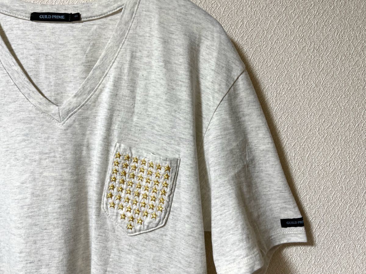 GUILD PRIME ギルドプライム　LOVELESS ラブレス　スター刺繍　Vネック　Tシャツ　サイズ2  日本製