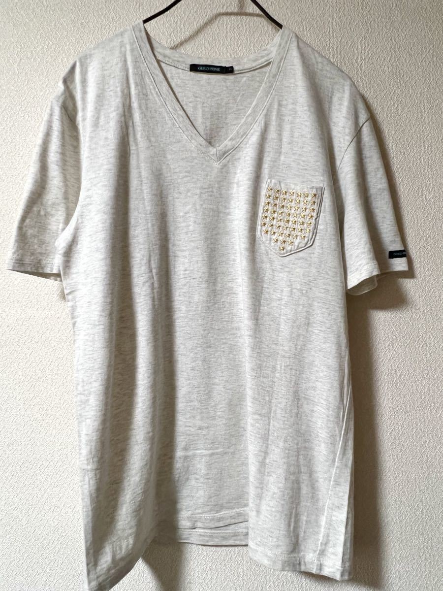 GUILD PRIME ギルドプライム　LOVELESS ラブレス　スター刺繍　Vネック　Tシャツ　サイズ2  日本製