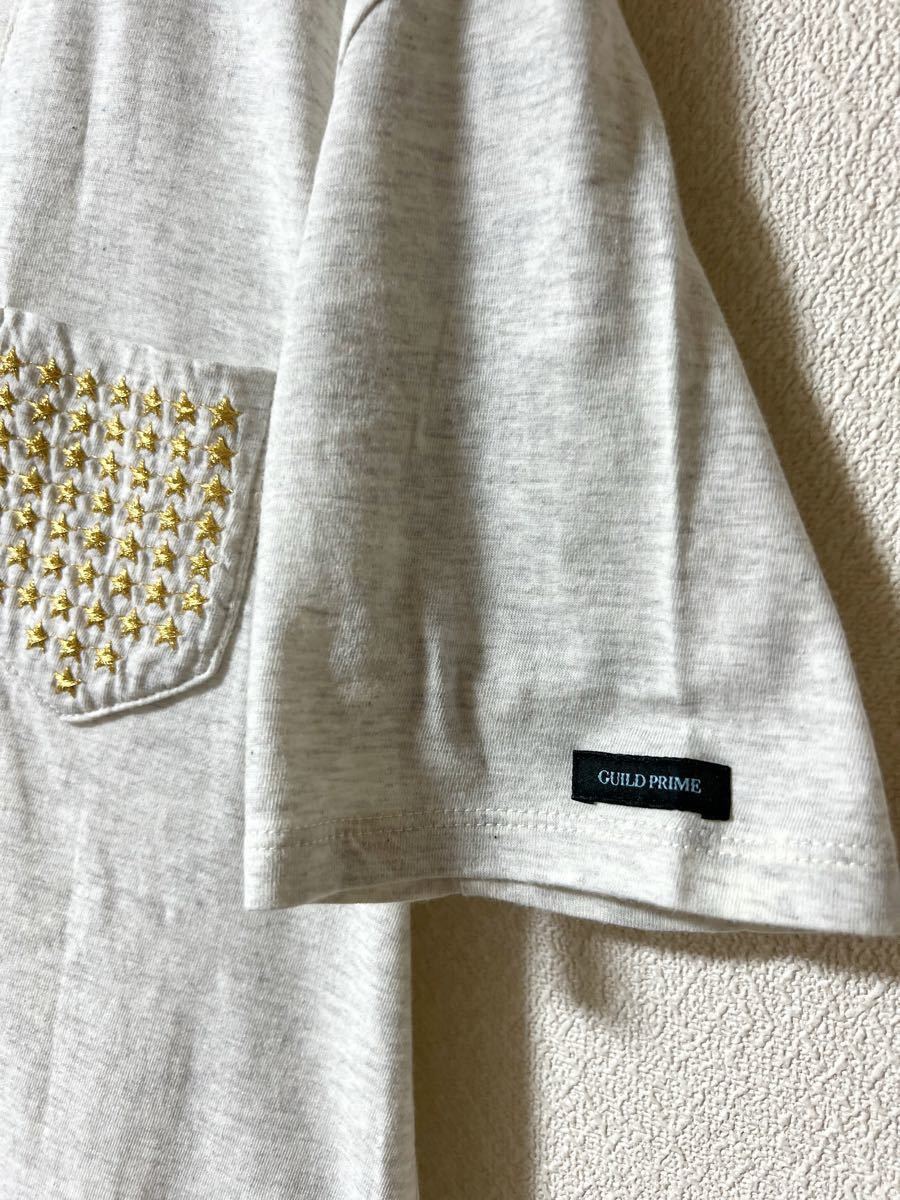 GUILD PRIME ギルドプライム　LOVELESS ラブレス　スター刺繍　Vネック　Tシャツ　サイズ2  日本製