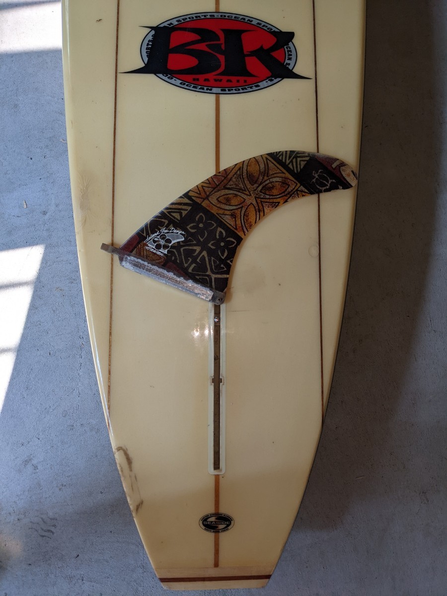 70年代 BK Hawaii SURFBOARD 10ft Classic３ストリンガー Vintageカスタムシングルフィン付 