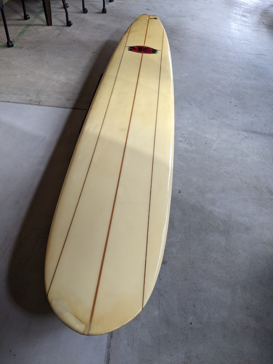 70年代 BK Hawaii SURFBOARD 10ft Classic３ストリンガー Vintageカスタムシングルフィン付 