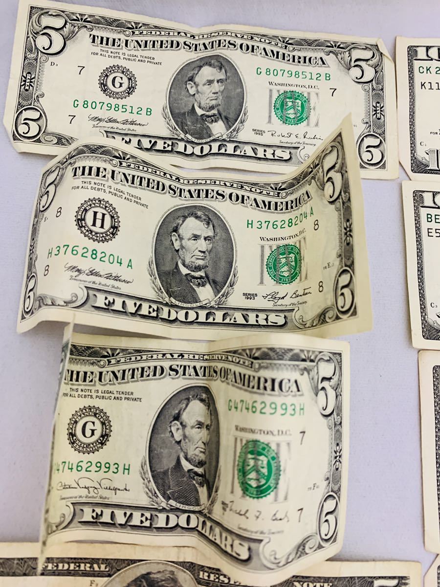 アメリカ 旧紙幣 ドル紙幣 5ドル5枚 10ドル7枚 20ドル16枚 /まとめて28枚