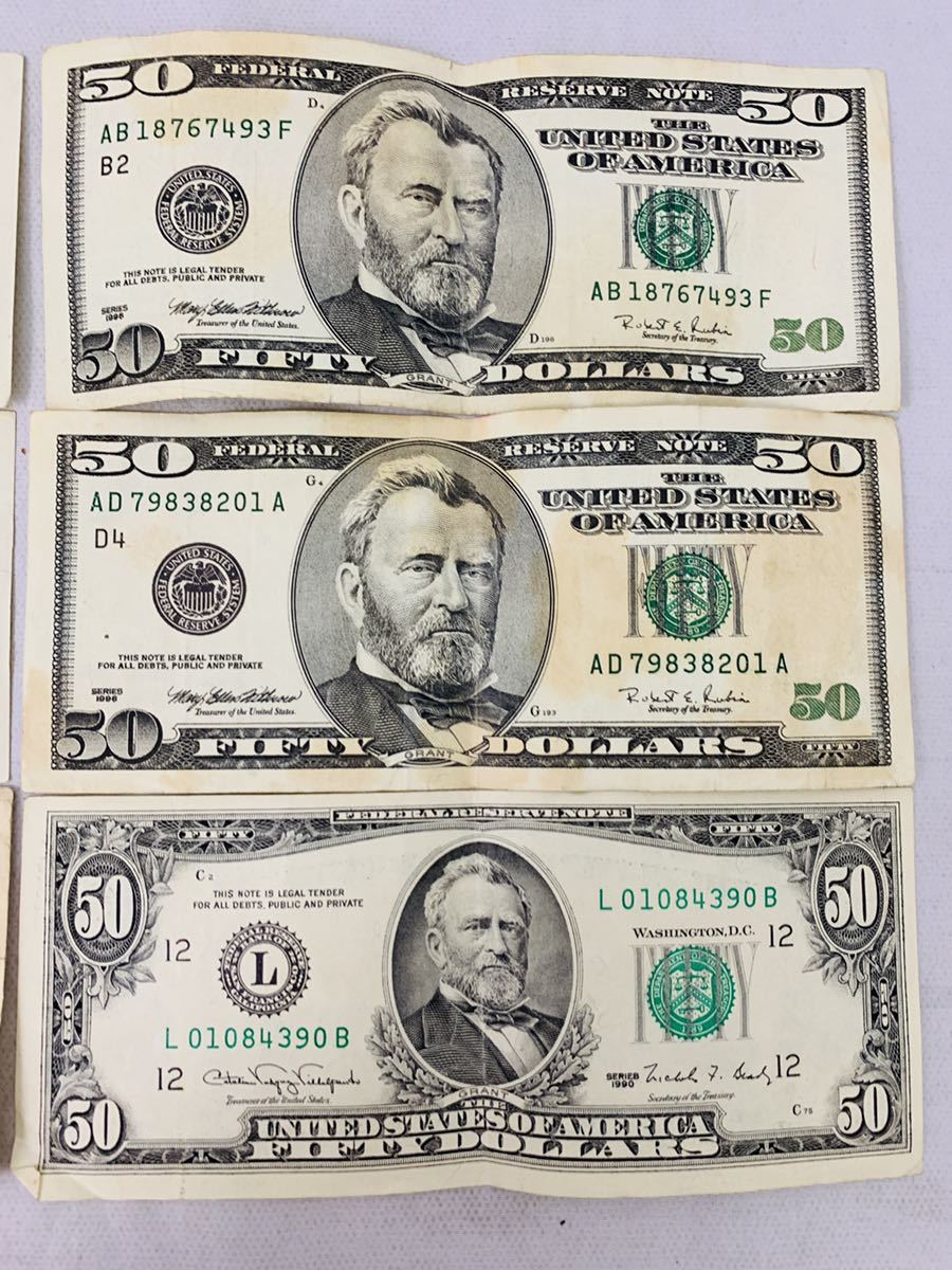 外国紙幣 旧ドル札 アメリカ50ドル 6枚／ 1990年1枚 1996年5枚外貨 海外紙幣
