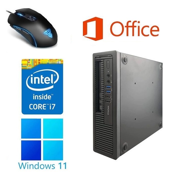 【サポート付き】HP 600G1 Windows11 Core i7 大容量メモリー:8GB 大容量SSD:128GB Office 2019 & 最新版 ゲーミングマウス X9 USB有線_画像1