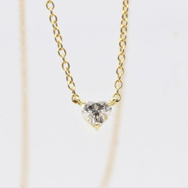 アーカー ハートシェイプ ダイヤモンド ネックレス K18 0.14ct 箱付き