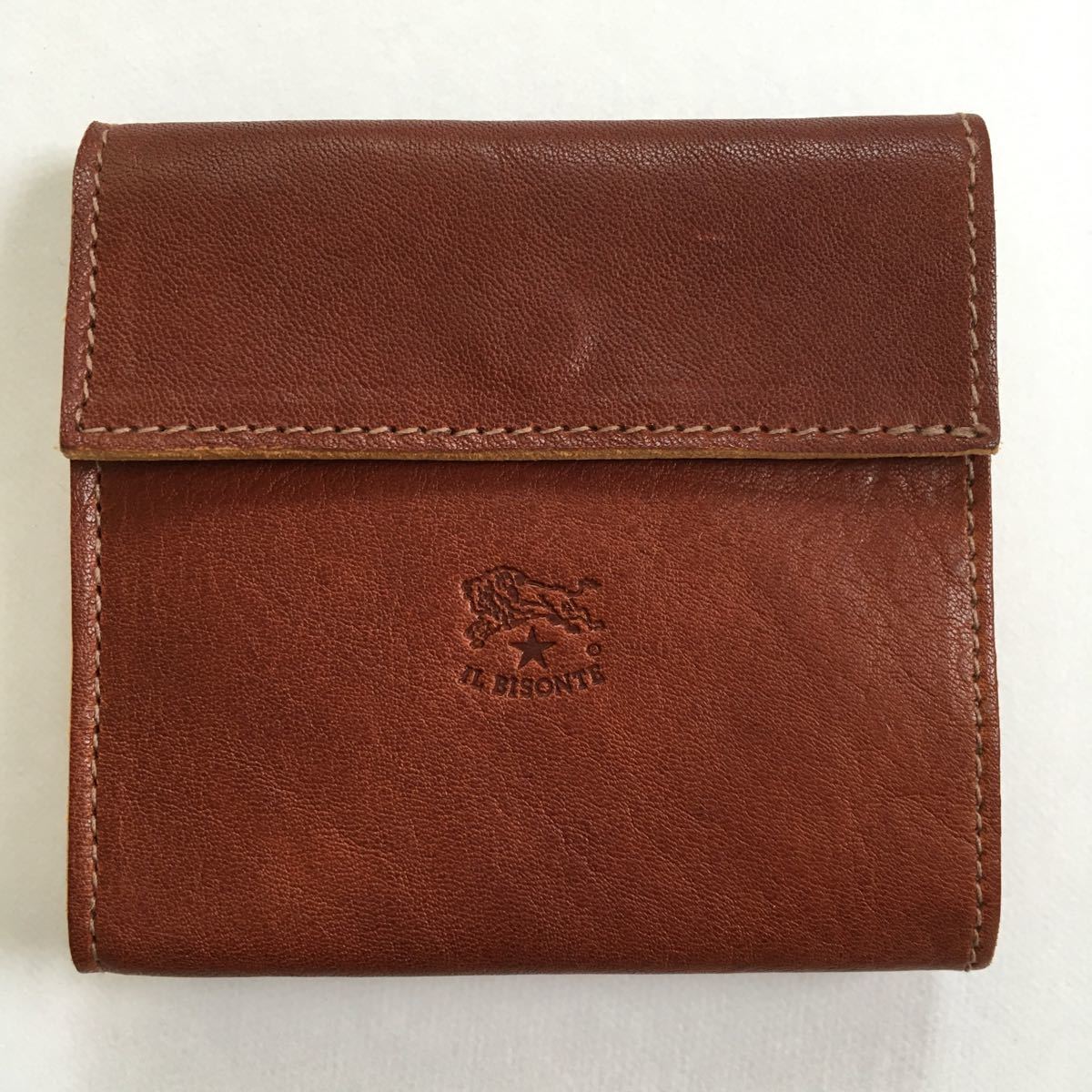 【新品】イルビゾンテIL BISONTE ミニ財布 お札入れ小銭入れ コンパクト 折り財布 男女兼用 人気 セピア色 イルビゾンテ