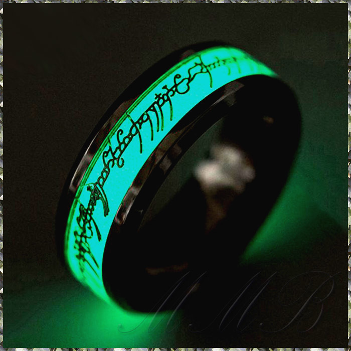 [RING] Glow in the Dark The Lord of the Rings 暗闇で光る 夜光 Gold Letter ロード・オブ・ザ・リング レプリカ リング 19号 (送料無料)_画像2