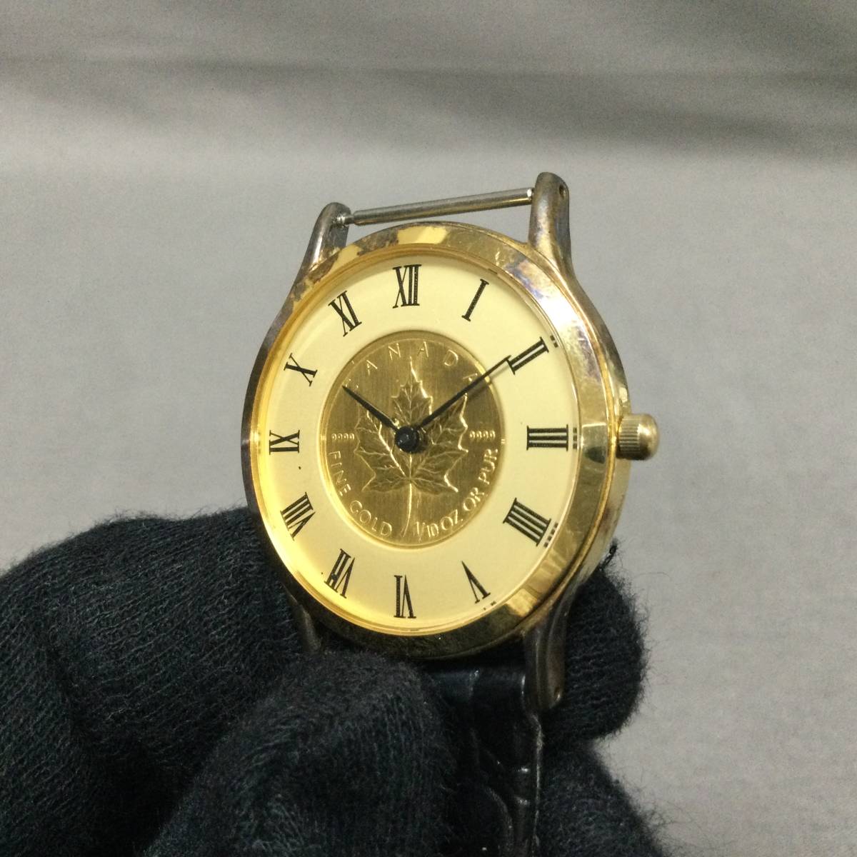 17668円 セール特価 040725 208825 FINE GOLD 1 10 OZ OR PUR 腕時計 メイプルリーフコイン 925 刻印 QUARTZ クオーツ 稼働品