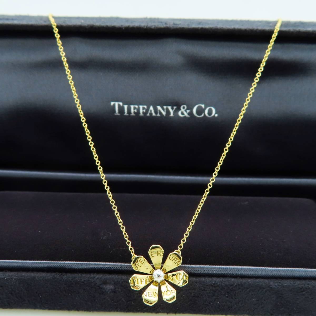 未使用 希少 Tiffany&Co. ティファニー ラブ バグズ フラワー イエローゴールド ネックレス 750 K18 リターントゥ Ag925 OO21