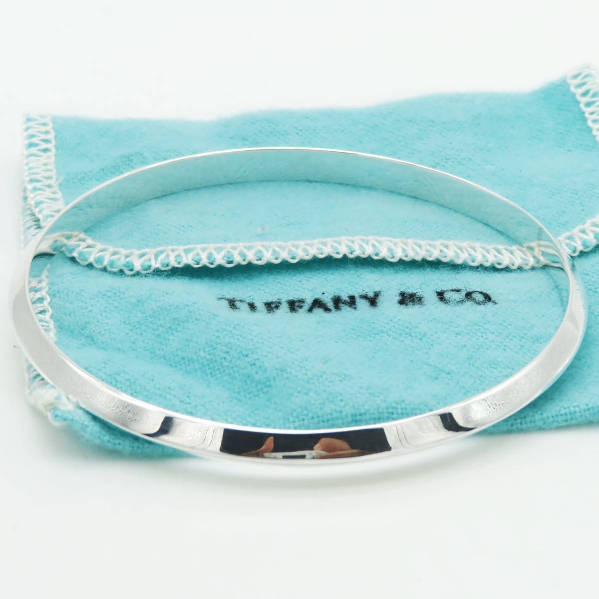 希少 美品 Tiffany&Co. ヴィンテージ ティファニー シンプル エッジ シルバー バングル SV925 OO66