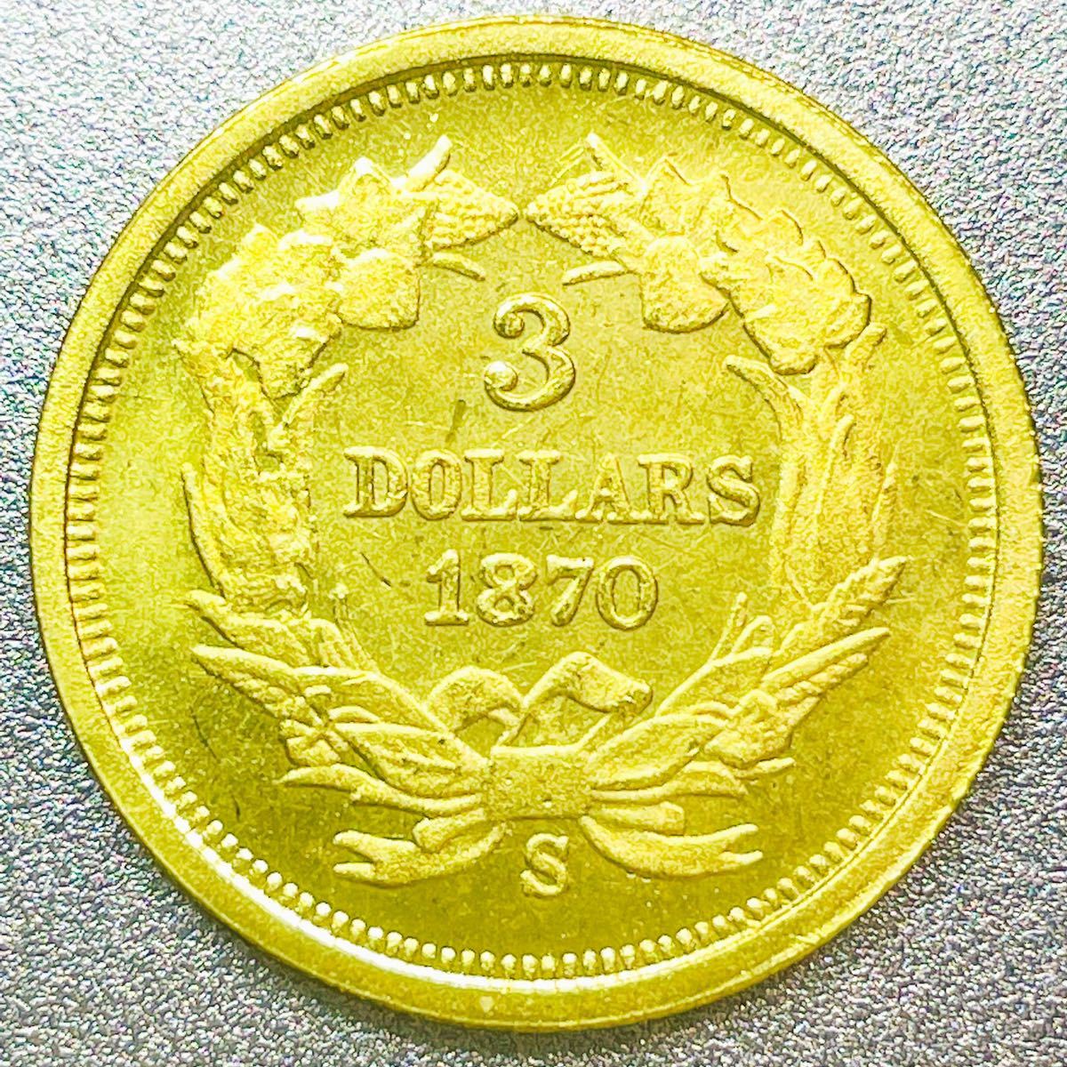 インディアンプリンセスヘッド 3ドル金貨 1870 S　レプリカコイン_画像2